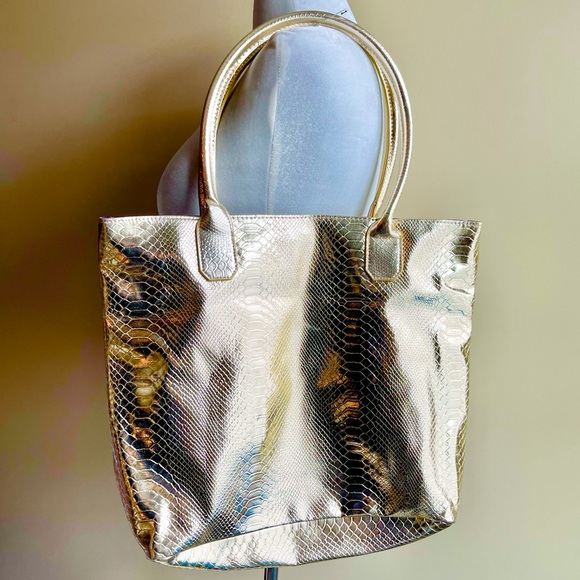 NWOT Gold Python Jeweled Tote - Picture 4 of 4